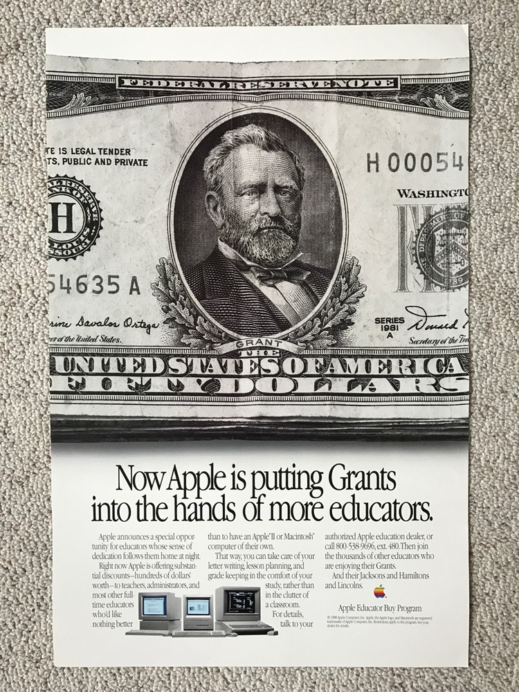 RARE UNUSUAL Apple Computer POSTER _ with Apple II & Macintosh __ in SAME poster