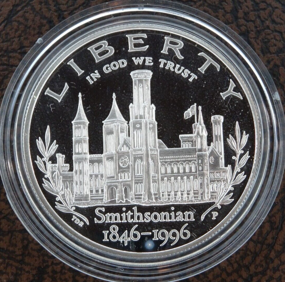 1996-P Smithsonian Proof Silver Dollar US Mint Commemorative $1 with Capsule