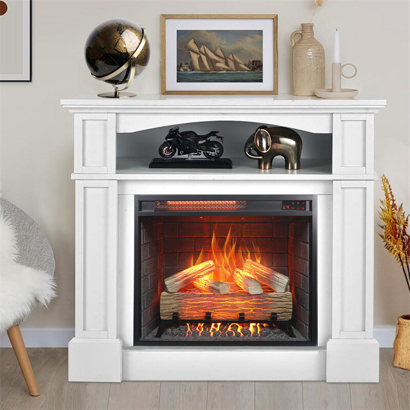 23" Insert Electric Fireplace 1500W Infrared Heating,Log Set,Remote with Timer