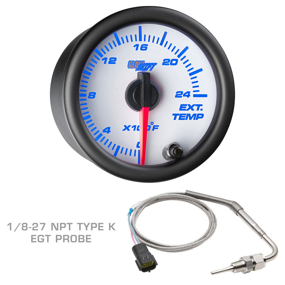 White 7 Color Diesel Gauge Set - Boost, Pyrometer EGT, Trans Temp