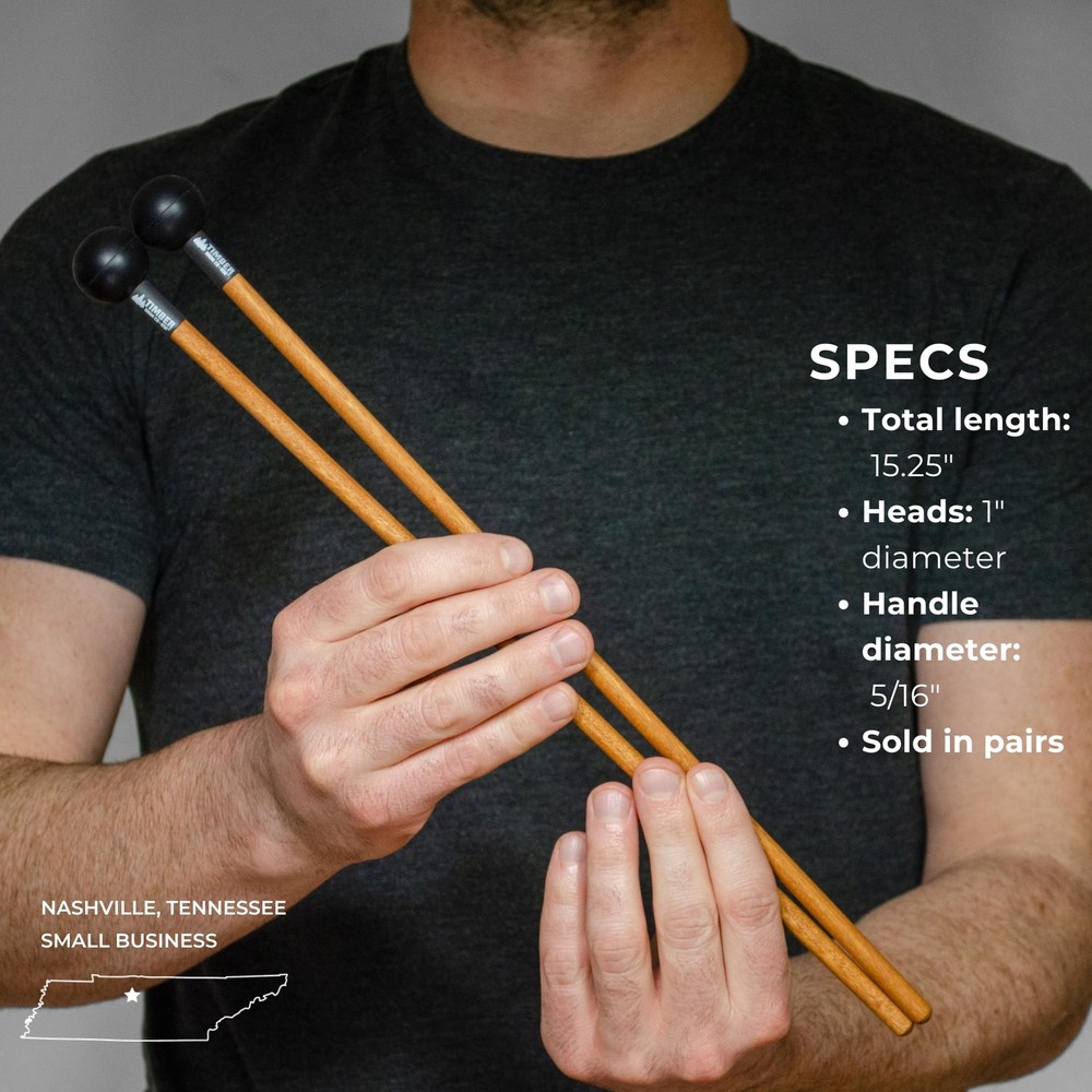 Timber Drum Co. Soft Rubber Mallets for Marimba Vibraphone - 15.25