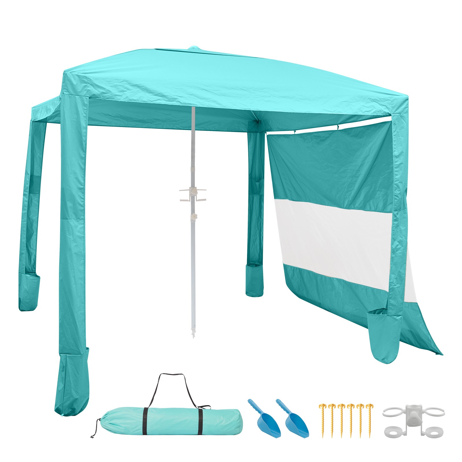 Uimoso Beach Cabana Canopy with Side Wall & Carry Bag, 8 x 8 ft, UPF 50+, Green