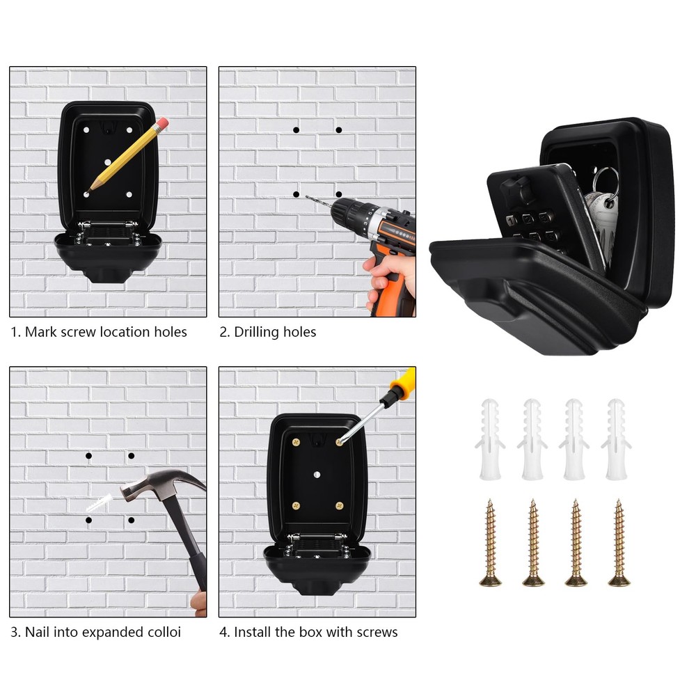 Key Lock Box for Outside Wall Mount - Waterproof Digital Code Realtor Lockbox...