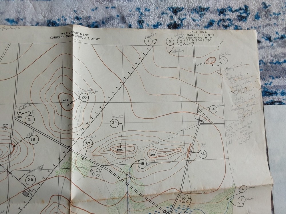 WWII 1943 Comanche County OK Training Map US Army