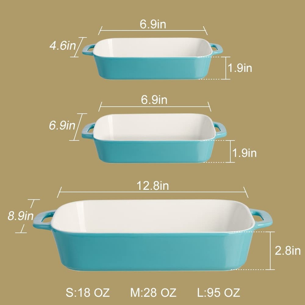 Sweejar Ceramic Bakeware Set, Rectangular Baking Dish for Cooking, Kitchen, C...