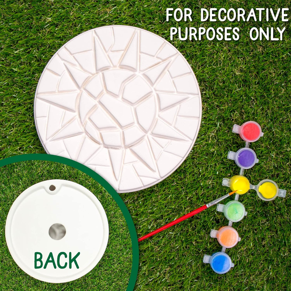 Mosaic Sun Stepping Stone Kit, Includes 7-Inch Ceramic Stepping Stone & 6 Vibran