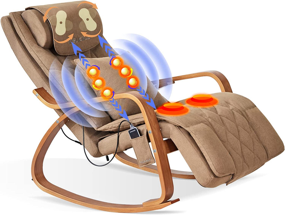 Rocking Chair with Massage Function, Reclining Function, Electric Relaxing Chair