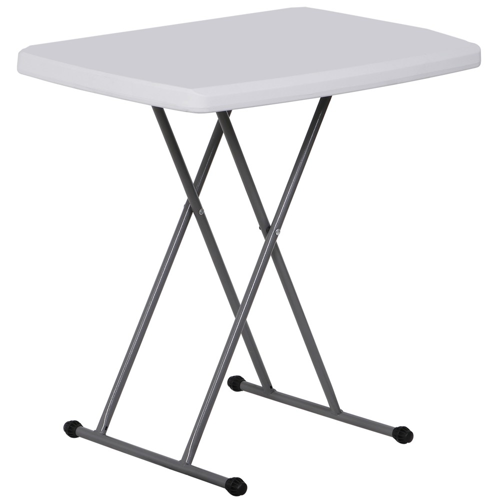 Heavy Duty 2.5ft Plastic Folding Table Adjustable Height Indoor Outdoor White