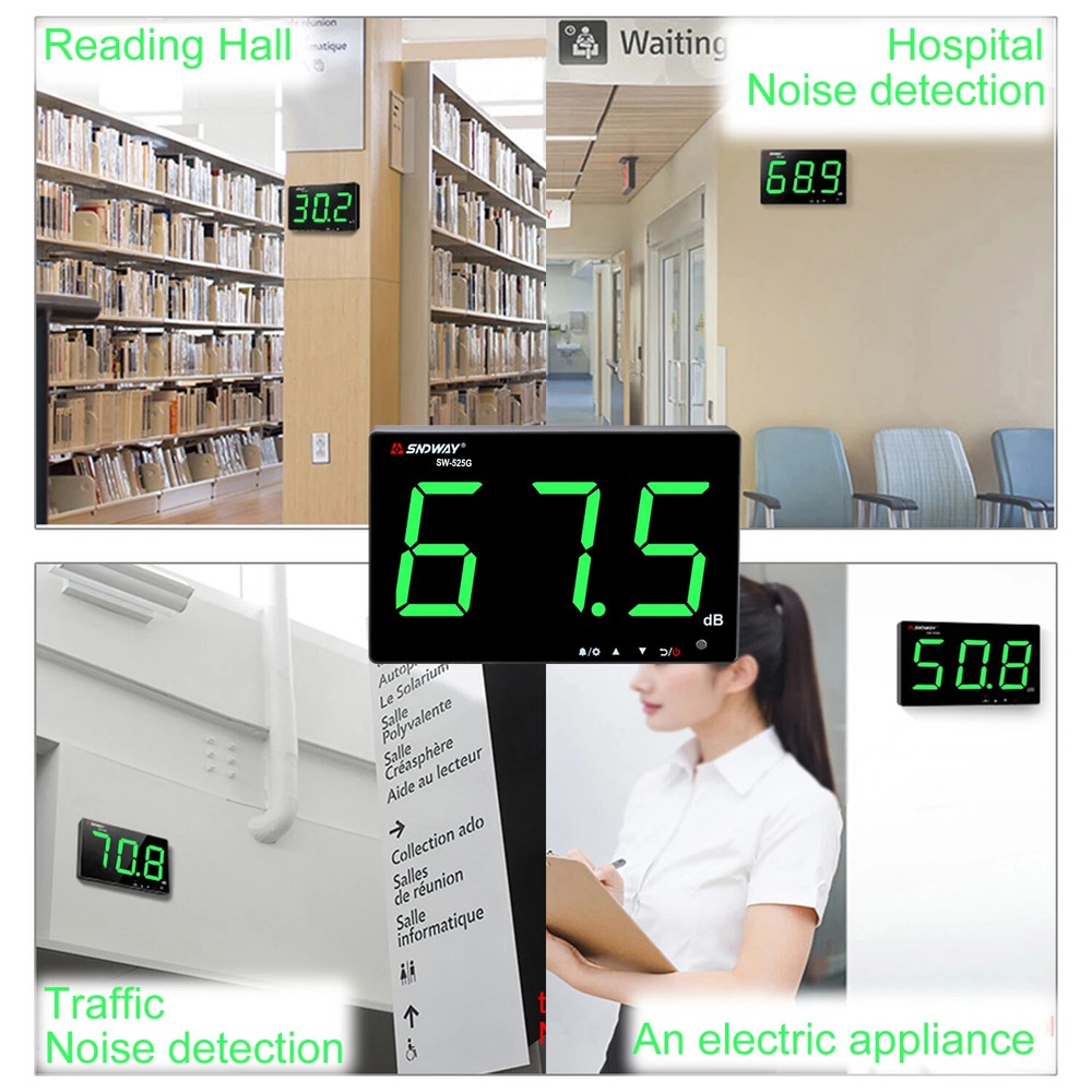 Large LCD Screen Wall Mounted Digital Sound Level Meter Digital Noise Meter