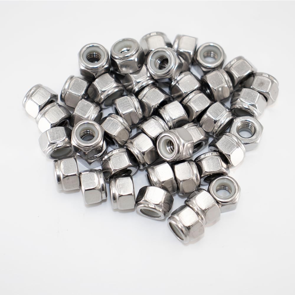 Nylon Insert Lock Nuts 1/4"-20 50 Pack 304 Stainless Self-Locking