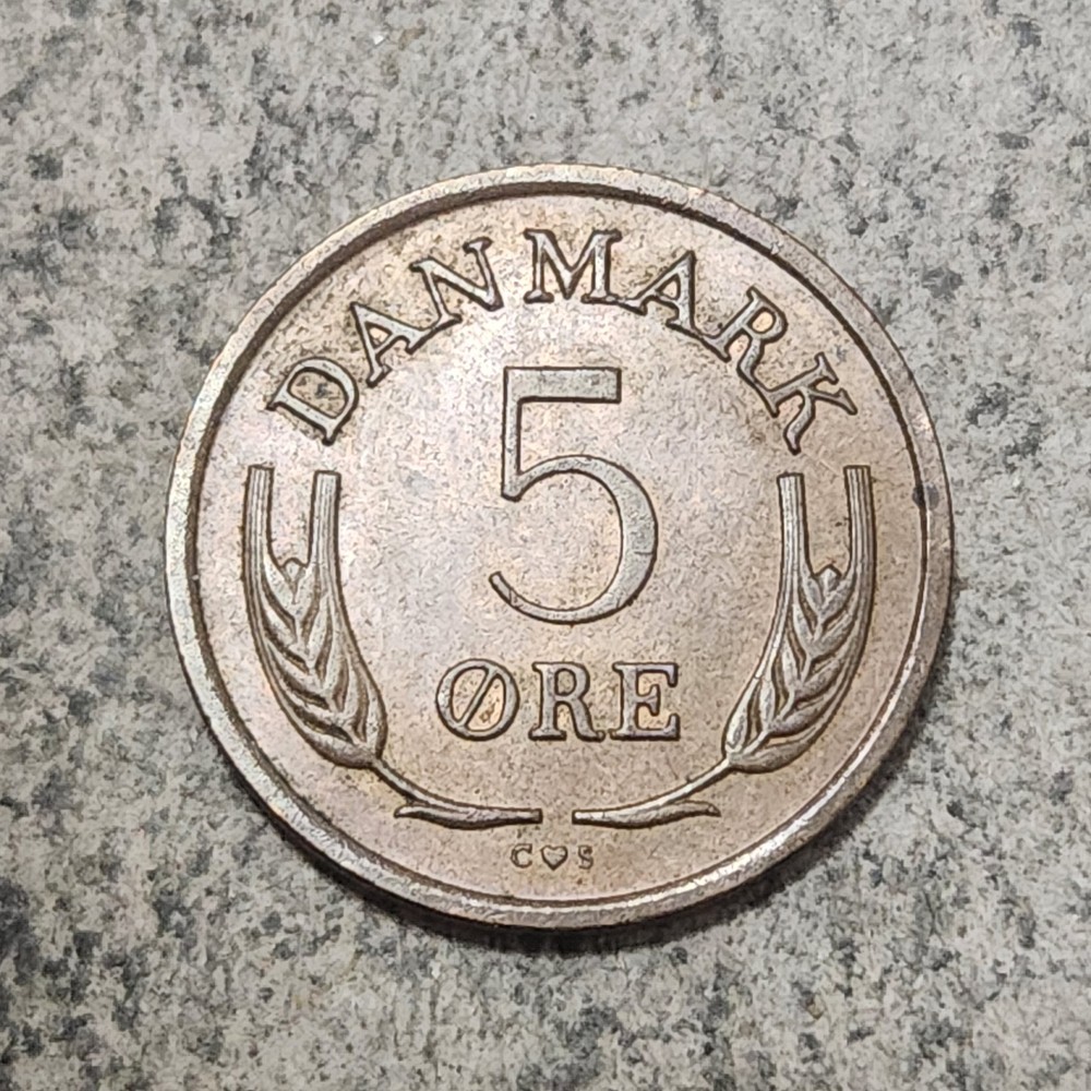 DENMARK 🇩🇰 FIVE (5) ØRE COIN 1970 (KING FREDERICK IX)