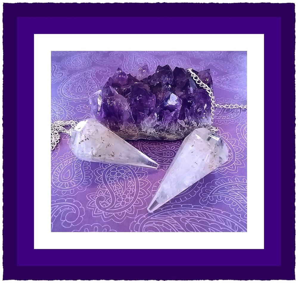 ORGONE SELENITE DOWSING PENDULUM, SELENITE DOWSING PENDULUM, CRYSTAL PENDULUM