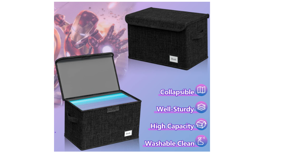 Book Storage Box Organizer Large Collapsible Leather Comic Books Container Board