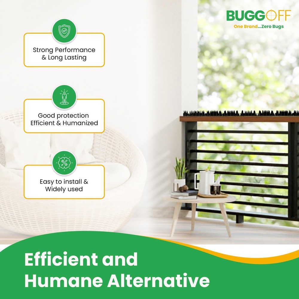 BUGGOFF - White Bird & Rodent Spikes, Unique Spike Pattern effecitviely deter...
