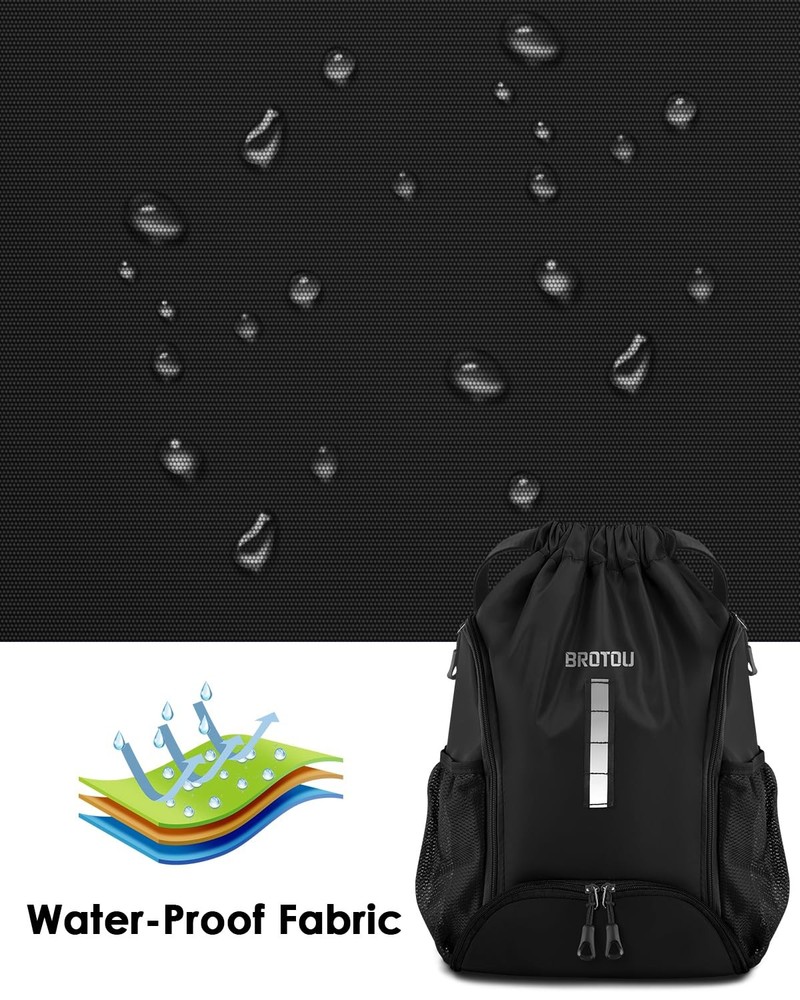 Soccer Drawstring Backpack with Ball and Shoe Compartment