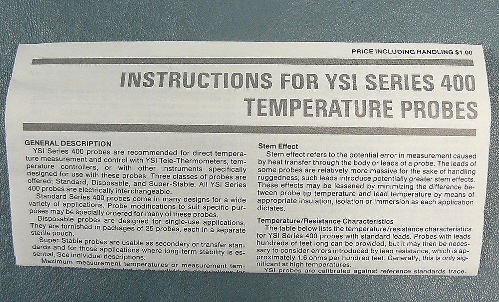 YSI 4900A temperature probe cable