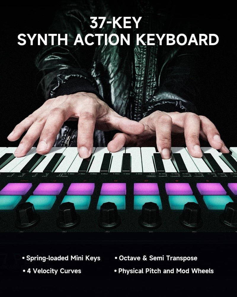 Donner STARRYKEY-37 PLAY MIDI Keyboard Controller, 37 Key Portable MIDI Controll