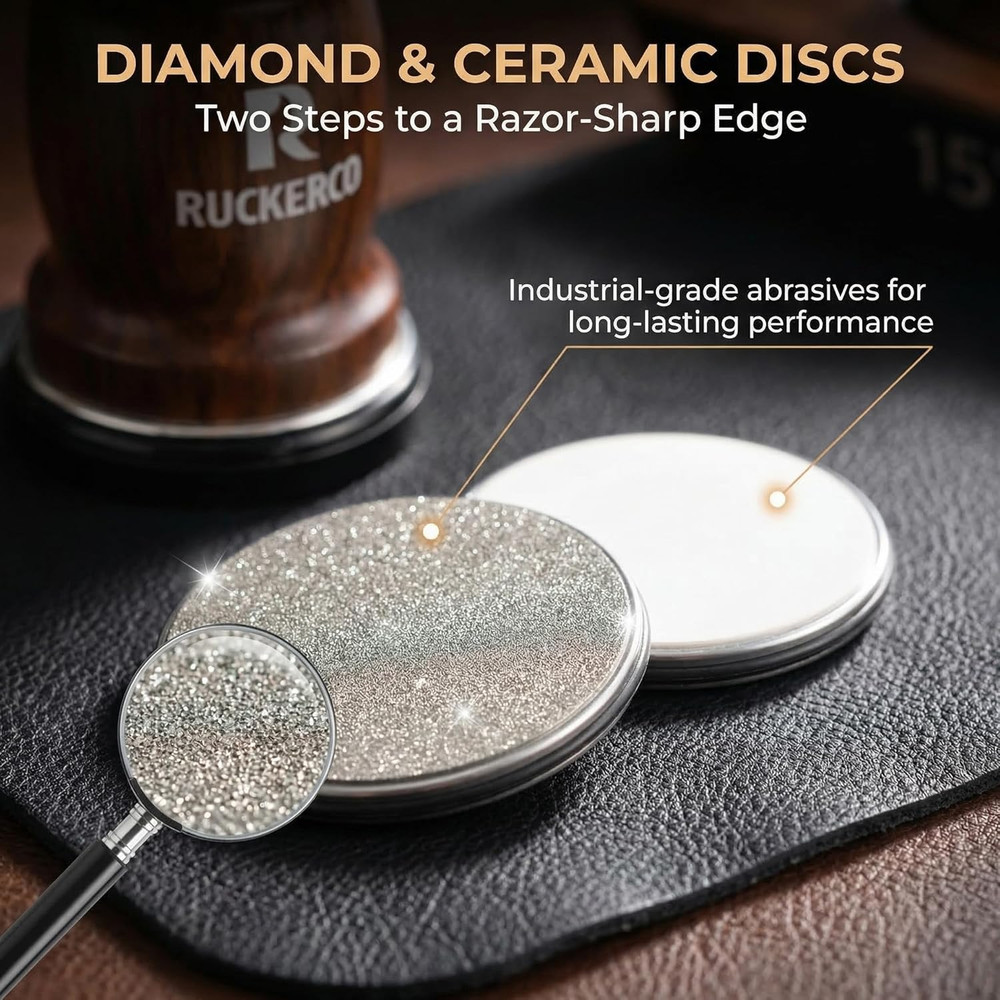 Rolling Knife Sharpener Kit – 4 Ceramic Discs, 4 Angles