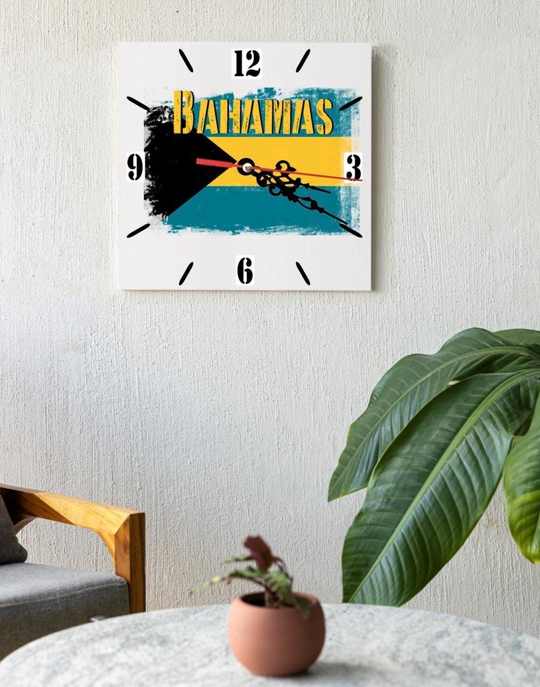 Bahamas Flag Wall clock patriots CERAMIC Tile Watch Support Décor