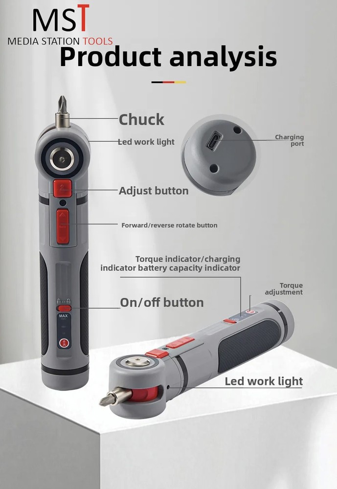 MST 3 Speed Multi Angle Electric Screwdriver Adjustable Mini GRIP Handheld USB C