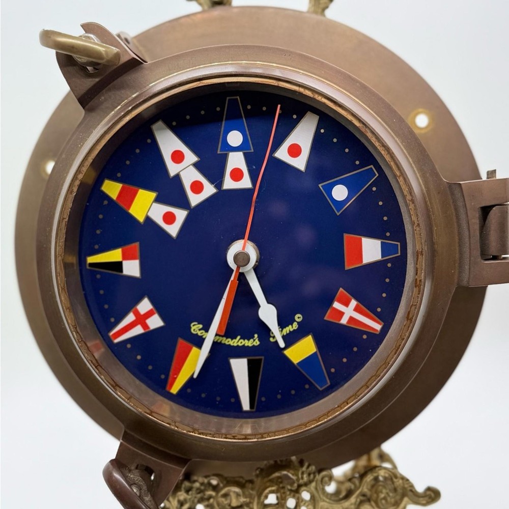 Vintage Brass Nautical Wall Clock - Missing Glass