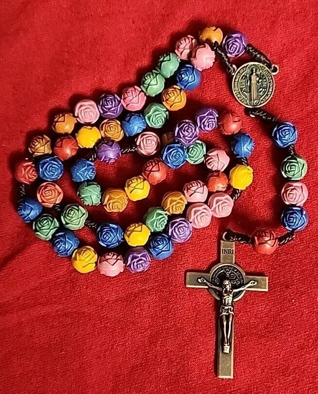 CHRISTIAN CATHOLIC SAINT BENEDICT ROSARY  7 COLOR