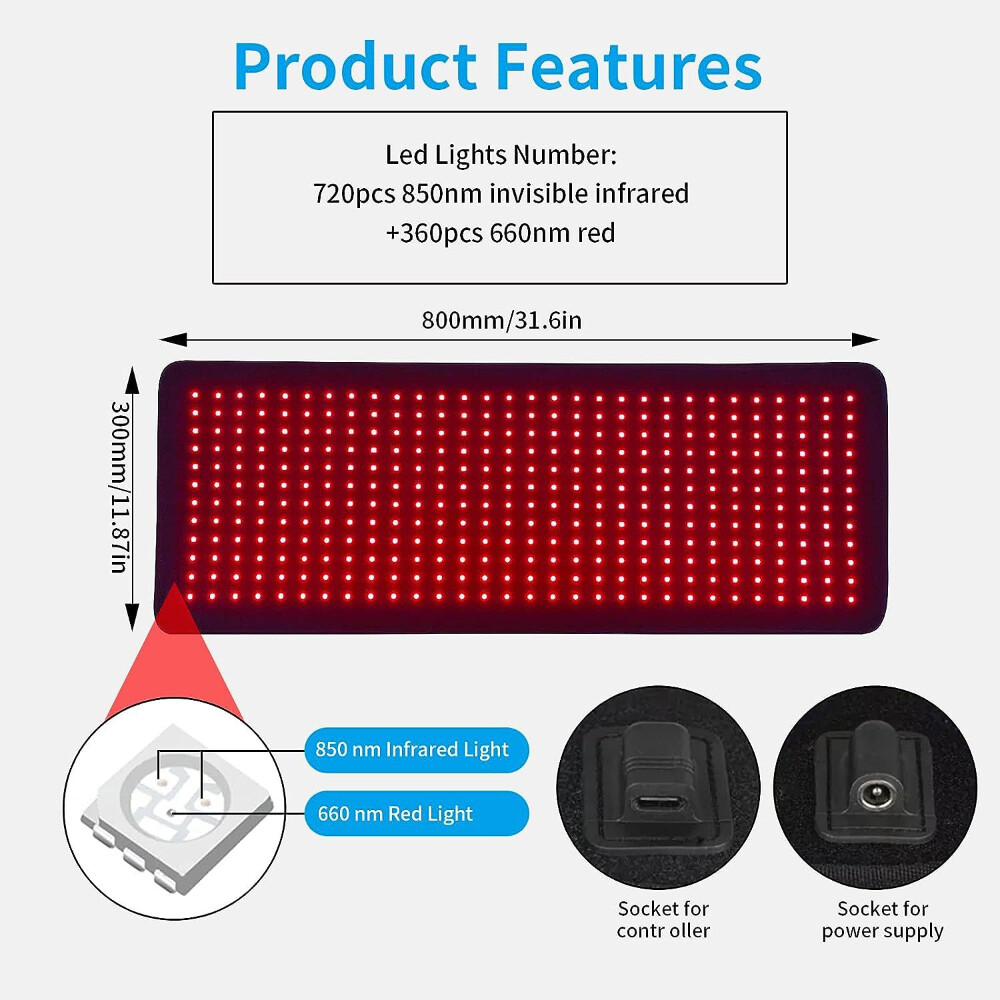 LED Red Light Therapy Pad Infrared Mat Device Back Full Body Muscle Pain Relief