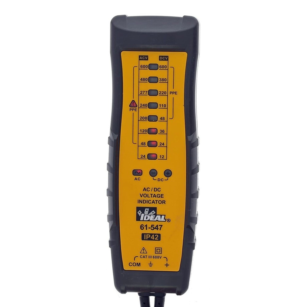 IDEAL Electrical 61-547 8 Range AC/DC Voltage Indicator w/PolarityIndicator,