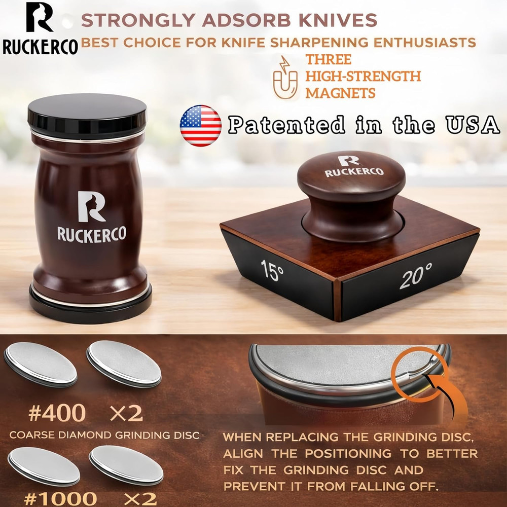 Rolling Knife Sharpener Kit – 4 Ceramic Discs, 4 Angles