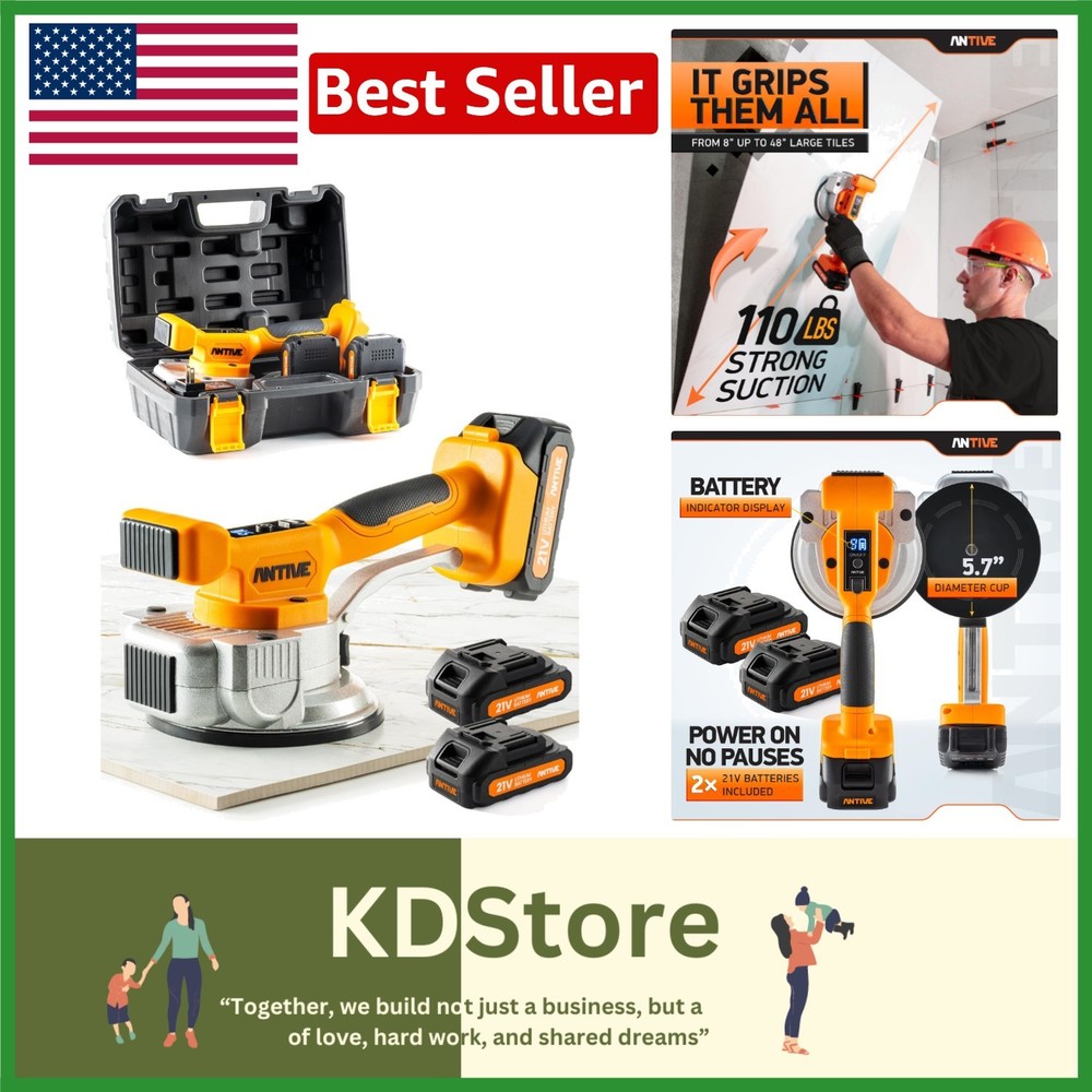 PowerVibe Tile & Surface Leveler: 21V Cordless Vibration & Suction Tool