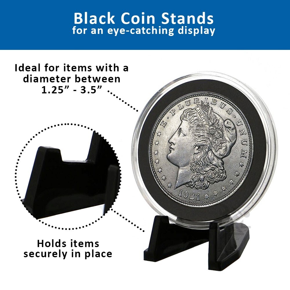 (25) OnFireGuy Black Coin Easels Air-Tite Holders Coin Display Stand Easels