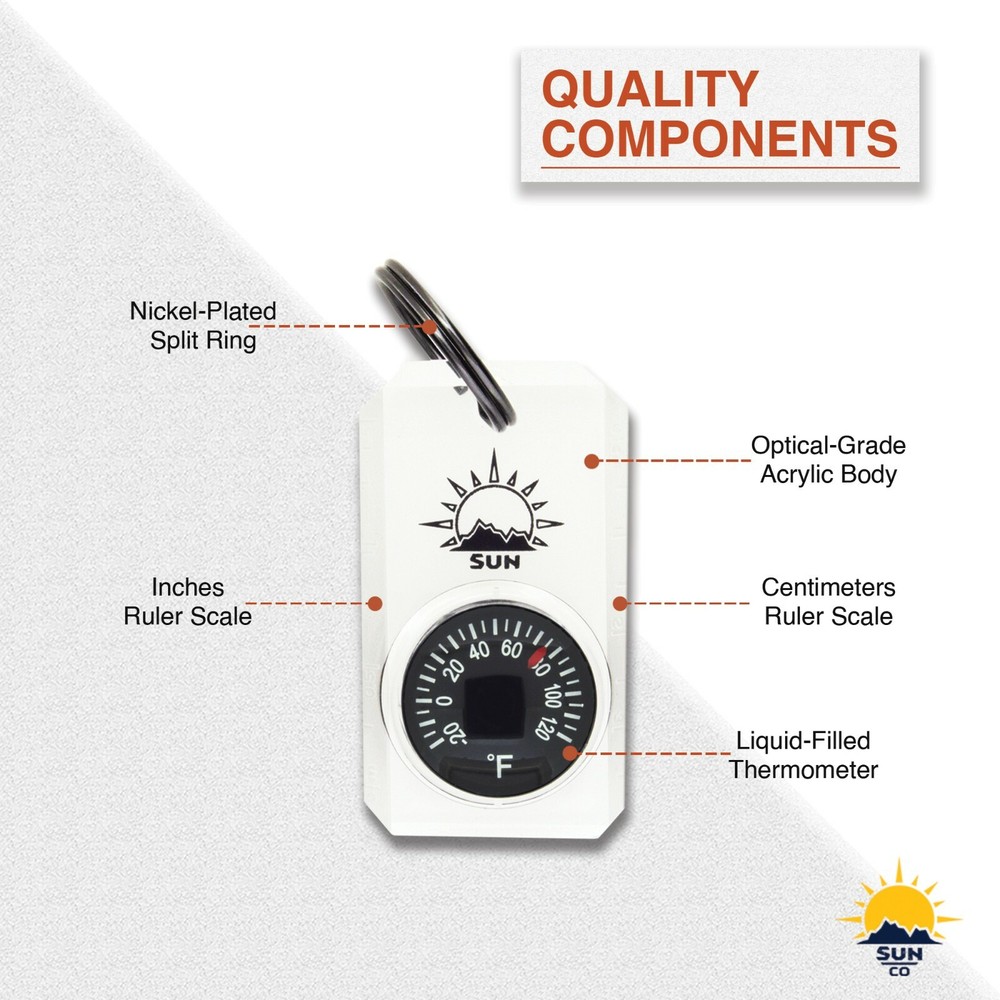 Sun Company MiniThermometer - Zipper Pull Mini Dial Thermometer with Split Ring