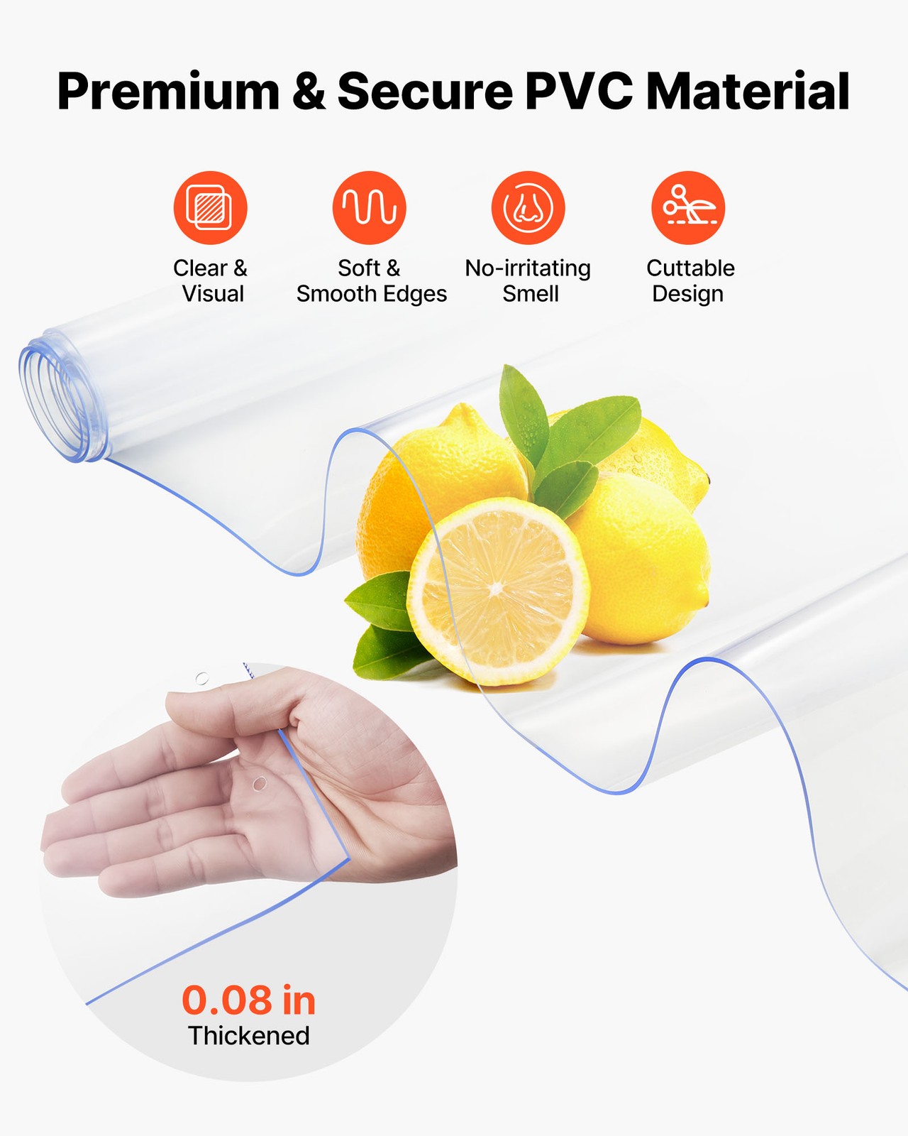 VEVOR 6 PCS PVC Strip Curtain 84 x 36 x 0.08 in Walk in Freezer Curtain