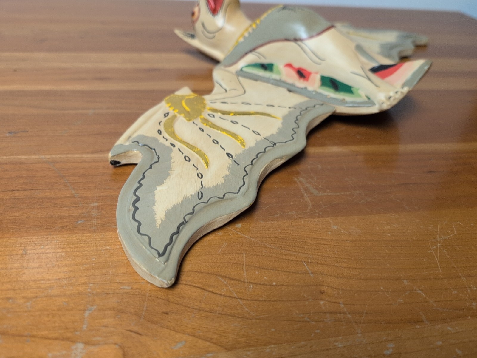 Vintage Flying Bat Mobile Balinese Spirit Chaser Hand Carved Wood Folk Art 18"