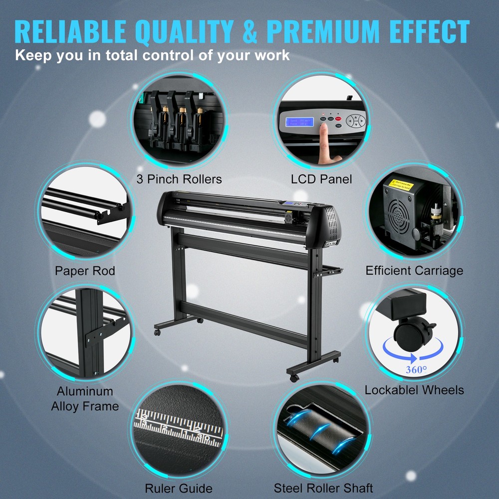 VEVOR Vinyl Cutter Machine Cutting Plotter 53in SignMaster Decal Maker Bundle