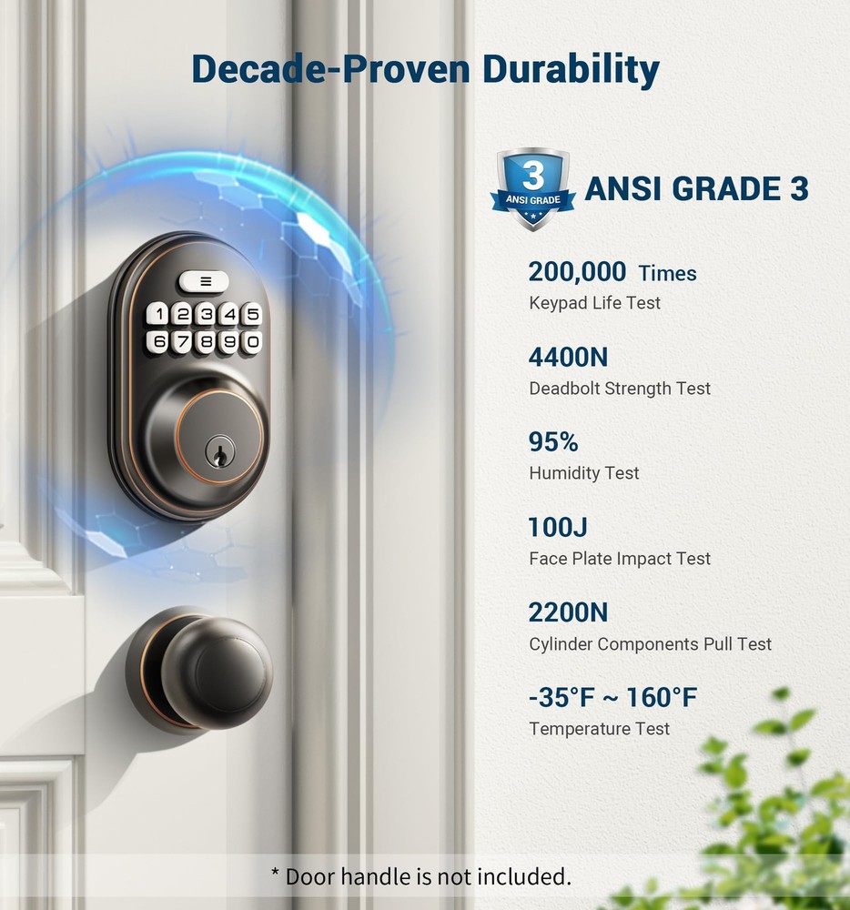 Keyless Entry Door Lock, Electronic Keypad Deadbolt, Keyed Entry, Auto Lock, Ant