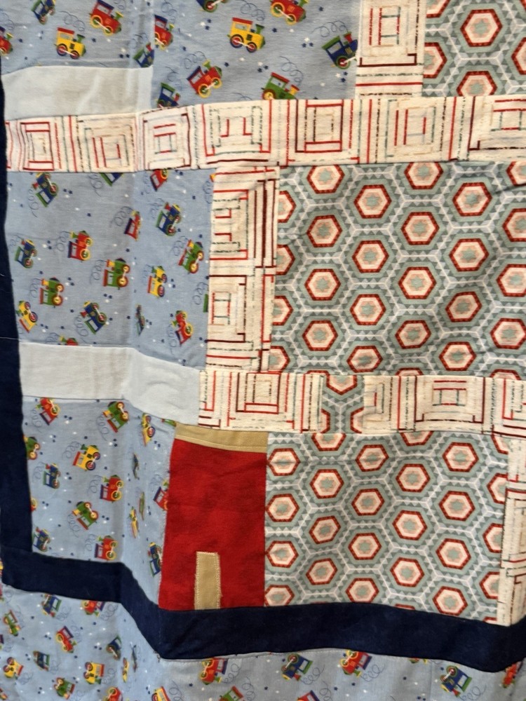 Patchwork Quilt Throw Blanket Handmade Signed Reversible Farmstead 53”x52”