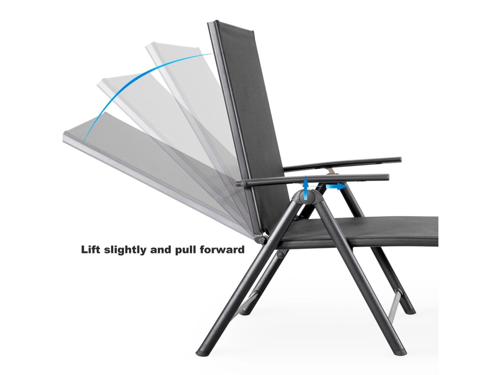 Nuu Garden Foldable Outdoor Chaise Lounge Chair Adjustable Patio Recliner BLACK