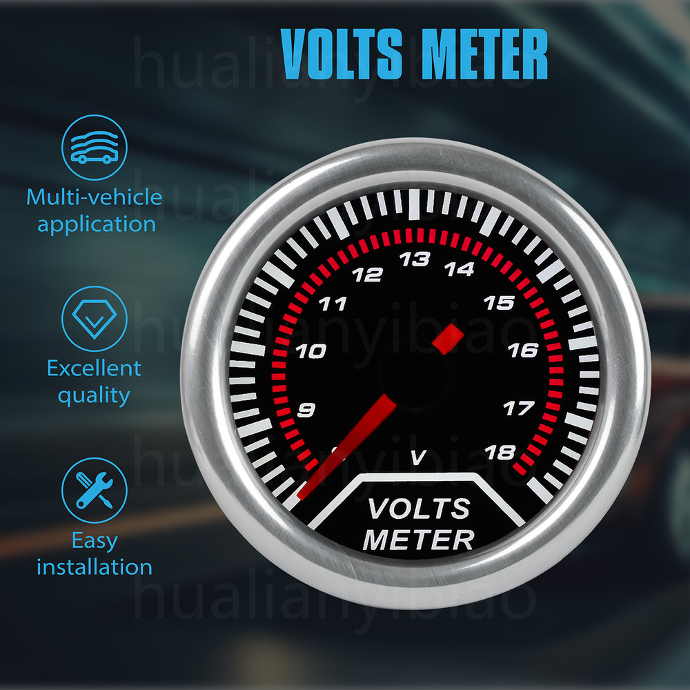 2" 52mm LED Pointer Auto Car Volt Meter Voltmeter Voltage Gauge 8-18V Smoke Face