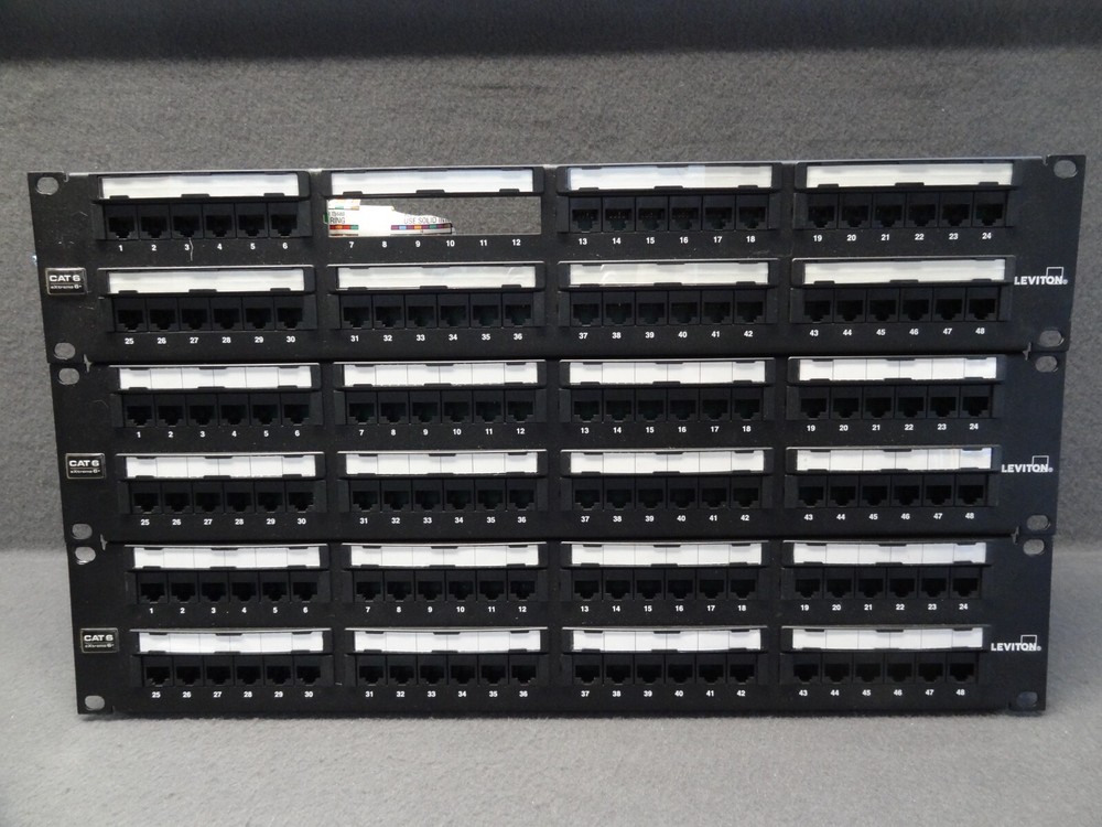 LOT Leviton Cat 6 Extreme 6+ 48-Port Patch Panel Rack Mount Network Cable Black