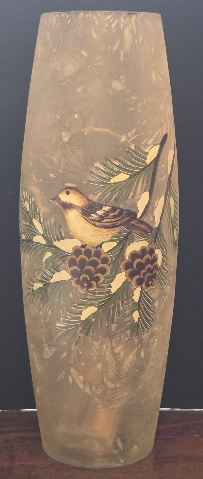 Gantz 11" Bird Frosted Glass Hurricane Lamp or Vase Fairy Lights Included