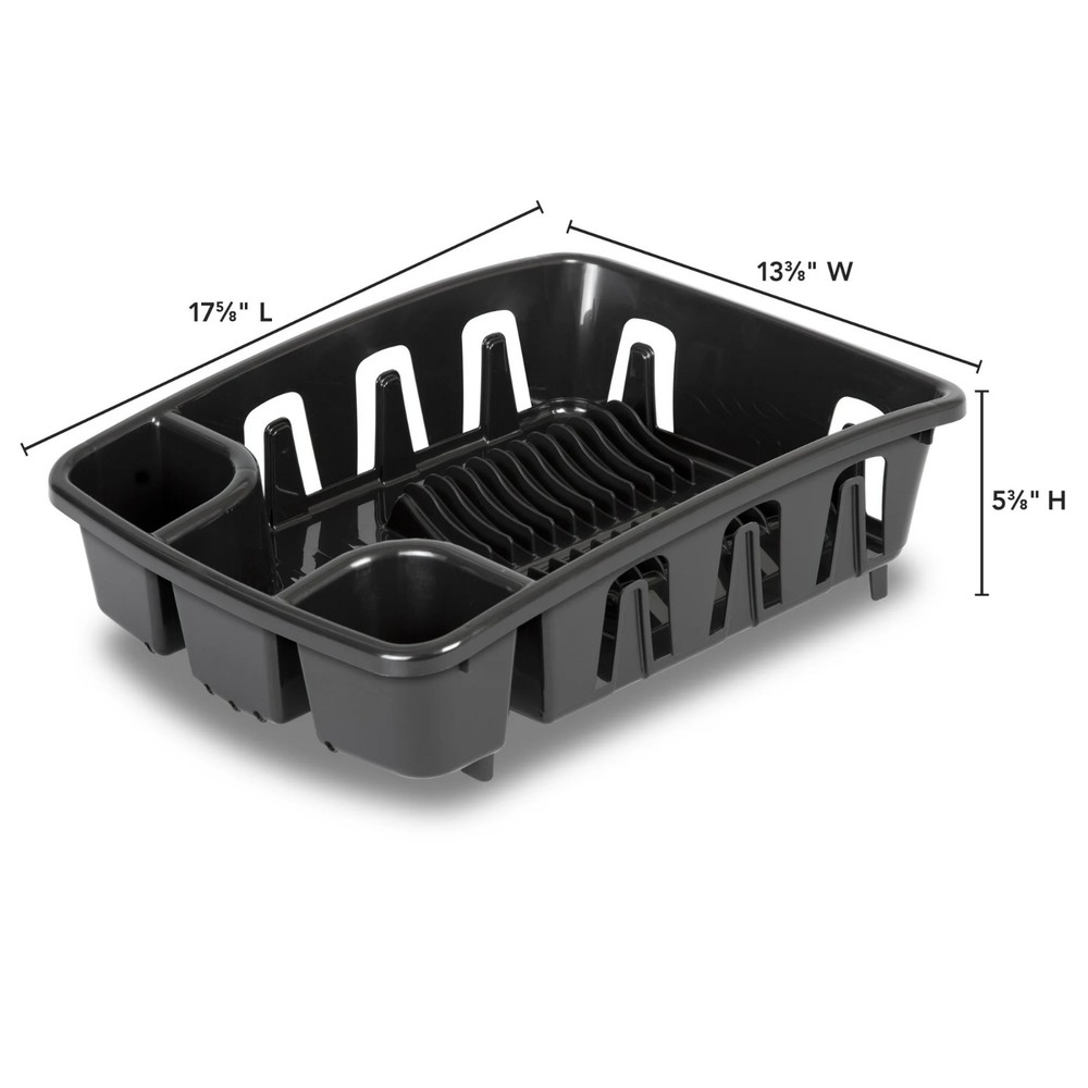 Dish Drying Rack, Sterilite Dish Rack with Self Draining Base, Black