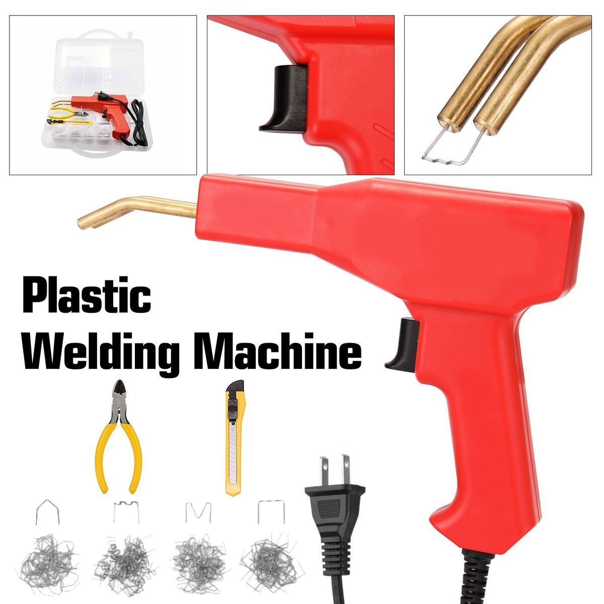 Plastic Welder Car Bumper Repair Kit Hot Stapler Welding Gun Tool w/ 600 Staples