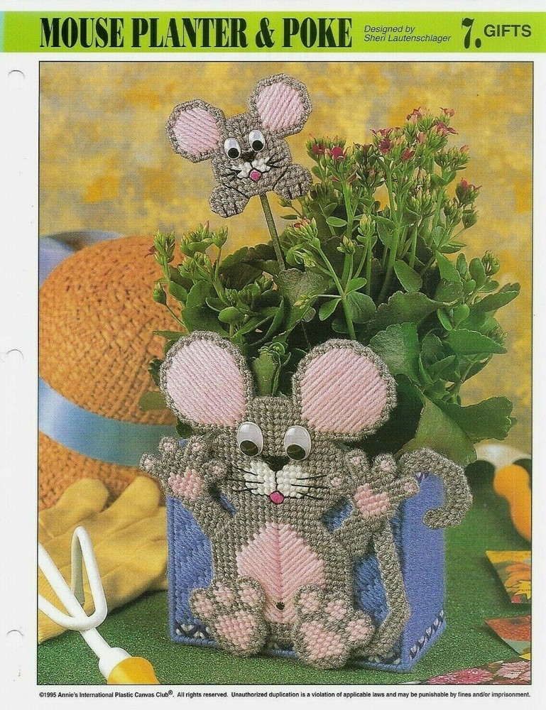 NEW MOUSE PLANTER & POKE ANNIE'S PLASTIC CANVAS PATTERN INSTRUCTIONS