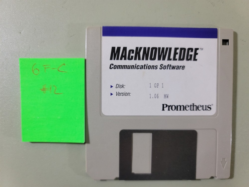 Prometheus MAcKnowledge Communications Software Disk , Version 1.06 MW - 1993