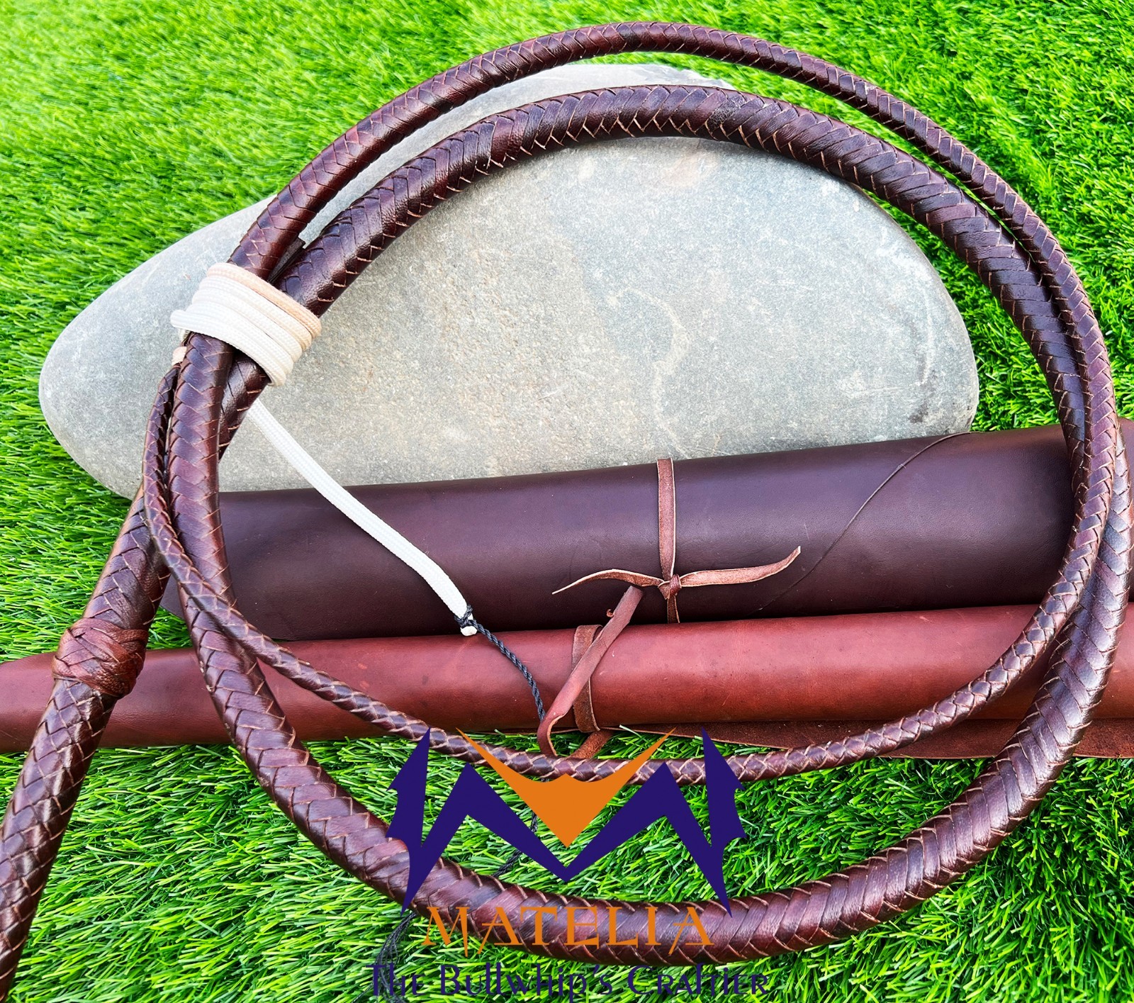 Handmade Brandy Goat Leather Bullwhip: Indiana Jones Style Bullwhip