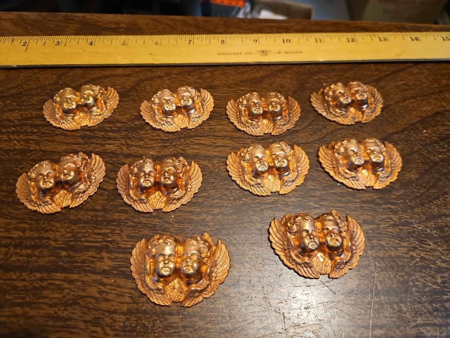 Lot Of 10 Cherub Head Bust France Vintage 60s Brass Stampings Findings Jewelry