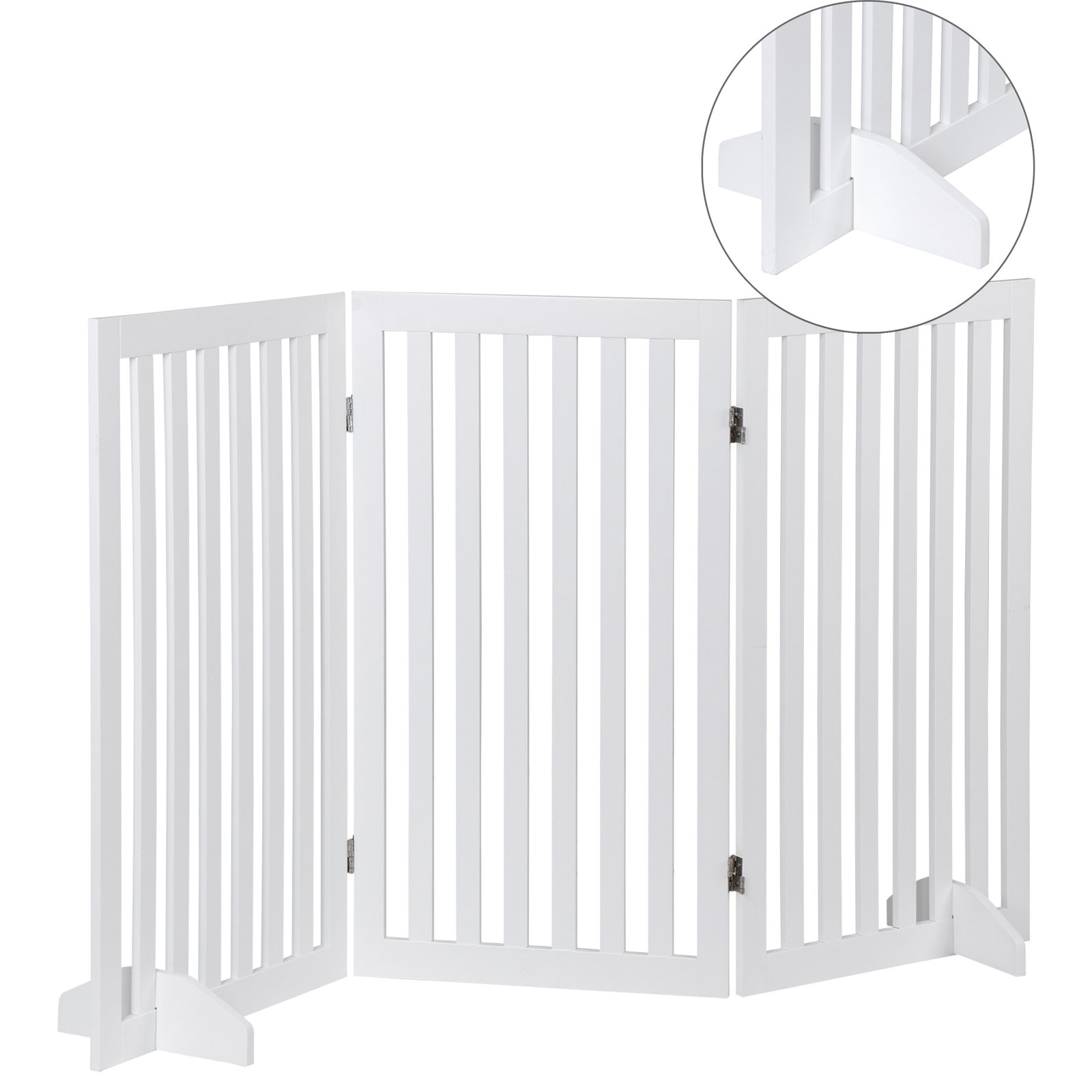 36'' H Foldable Pet Dog Gate Freestanding Dog Carrier for Doorway Indoor White