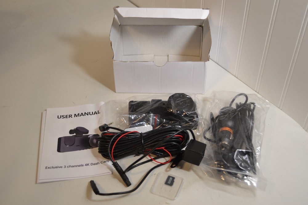 3 Channels 4K Dash Cam w/ Memory Card