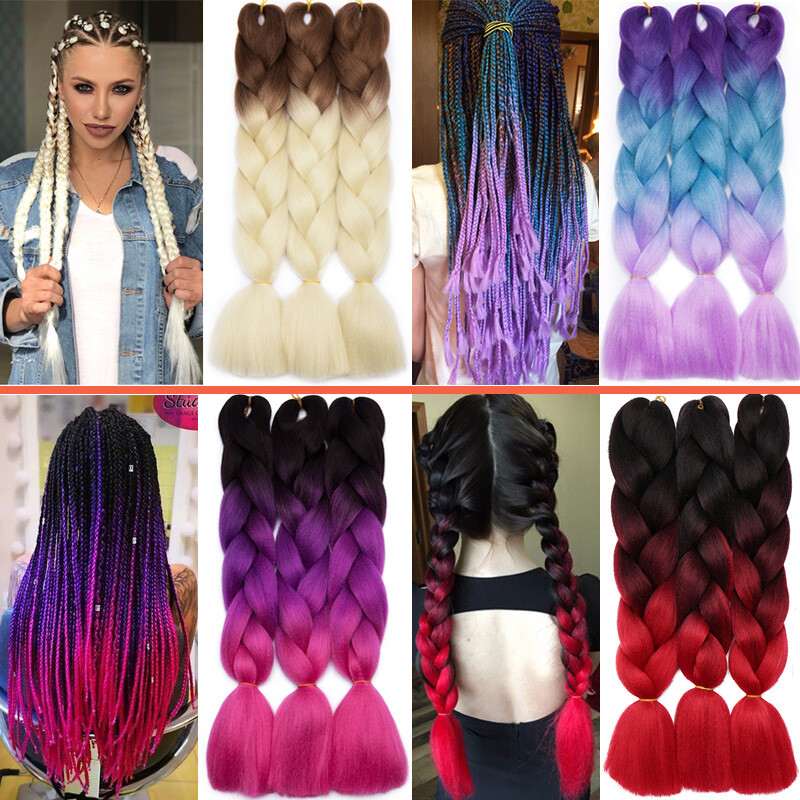 60 Big-color Jumbo Braiding Hair Extensions Braids Twist Ombre Kanekalons 24"